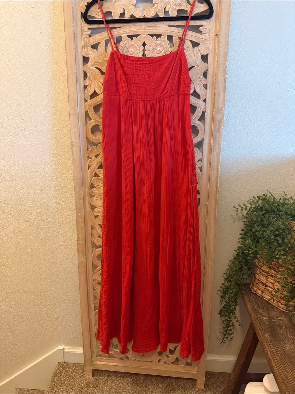 Abercrombie & Fitch Red Gauze Maxi Dress Size S Strappy Flowy Boho